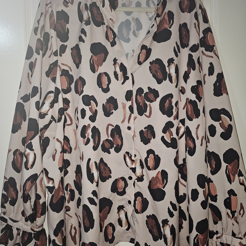 Eloquii Animal Print Blouse in Black and Brown